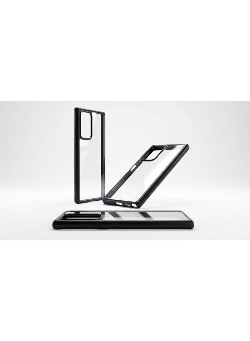 جراب شفاف من سلسلة Magic Mask متوافقة مع حافظة صلبة مضادة للصدمات + غطاء خلفي صلب واقٍ من السيليكون الشفاف مع إطار أسود من السيليكون لهاتف سامسونج نوت 20 الترا - Image 2